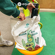 Túi vải EQUO thiết kế Eat clean - Stay green sử dụng được nhiều lần size 35x40cm thumbnail