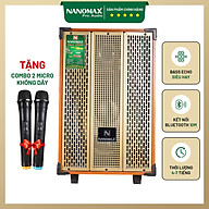 Loa Kéo Karaoke Cao Cấp Mini Nanomax SK-T12 3 Tấc Đọc Được USB Thẻ Nhớ Công Suất Tối Đa 260W  Vân Gỗ Tặng Kèm 2 Mic Hàng Chính Hãng | Loa Kéo Công Suất Lớn | Loa Kéo Bluetooth