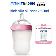 Bình sữa silicone Comotomo 250ml - Hồng Tặng Rơ lưỡi Silicone Mother-K Hàn Quốc