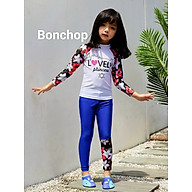 Đồ bơi cho bé gái dài tay từ 10-39kg - đồ bơi trẻ em chất liệu vải polyester tay áo in hoa