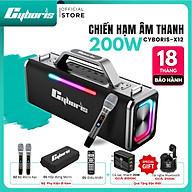 Loa Bluetooth Cyboris Battleship X12 Karaoke (Chiến hạm âm thanh), Công suất 200W, Loa siêu Bass, Chống nước IPX5, Pin cực khủng 18000mAh. Hàng Chính Hãng.