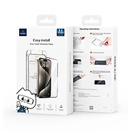 Kính cường lực khung tự dán cho iPhone 16 / 16 Plus / 16 Pro / 16 Pro Max hiệu WIWU SQ-008 Easy install - Viền siêu mỏng 0.33mm, chống mẻ cạnh, Phủ nano siêu mượt - Hàng nhập khẩu