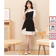 Váy đen trắng cổ sơ mi tay bồng tiểu thư đủ size từ S đến XL - Mã V03 thumbnail