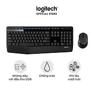 Combo chuột phím không dây Logitech MK345 - 1 đầu thu USB, pin lâu, chống tràn, fullsize - Hàng chính hãng