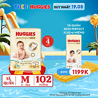 Tã quần Huggies Skin Perfect Mega Jumbo M98+4 với 2 vùng thấm giảm kích ứng da