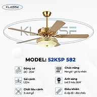 Quạt trần chùm đèn Klasse 52KSP 582 Hàng chính hãng