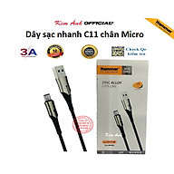 Dây sạc nhanh 3A Hiệu Ham mer ( H-C11-M ), Chân Micro/ V8, Có đèn báo, Kim Ánh bảo hành Hàng chính hãng 12 tháng