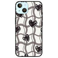 Ốp lưng cho IPhone 12 - 12 Pro - 12 Pro Max - 13 Mini - 13 - 13 Pro - 13 Pro Max - Họa Tiết Tim Đen - Hàng Chính Hãng