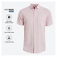 Áo Sơ Mi Nam cộc tay Ninomaxx dáng regular fit màu hồng nhạt cotton pha lanh mã 1811008 thumbnail