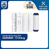 Bộ lõi lọc thay thế cho máy lọc nước NÓNG/LẠNH RO Philips ADD8980 - Combo 12 tháng