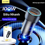 Củ sạc xe hơi Li-Top QC22 công suất 100W sạc siêu nhanh phù hợp các loại ô tô, có QR check hàng chính hãng