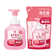 Combo Bọt tắm gội thảo mộc cho bé Arau Baby Bình 450ml + Túi 400ml