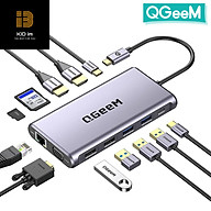 Bộ Hub USB C QGeeM 12 trong 1 sang HDMI 4k VGA 1080P USB Type C sạc nhanh PD Ethernet 1G TF&SD đầu đọc thẻ Type C dành cho MacBook, USB C Dock - Hàng chính hãng thumbnail