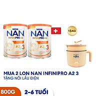 Bộ 2 Lon Sữa bột NAN  INFINIPRO A2 800g Thụy Sĩ 3 với đạm quý A2 tiêu hóa tốt sau 7 ngày và 5HMO tăng cường đề kháng (2 - 6 tuổi)