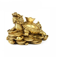 Tượng Long Quy rùa đầu rồng cõng nén vàng bằng đồng thau phong thủy Tâm thumbnail