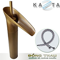 Vòi lavabo nóng lạnh KAZTA KZ-GC01 thác nước đồng thau giả cổ kèm 2 dây thumbnail
