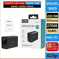 Pin dự phòng Choetech B635 sạc nhanh công suất cao 222.5W  dung lượng 27000mAh (Hàng chính hãng)