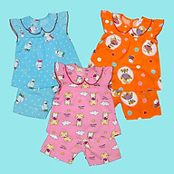 Combo 3 bộ đồ bộ mặc nhà cho bé gái, vải Tôn Lanh 2 da cổ sen, chất vải mềm mịn, mát mùa hè thumbnail