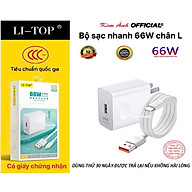 Bộ sạc nhanh 66W LI-TOP AC16 chân cắm L, có chứng nhận 3C tiêu chuẩn quốc gia, được dùng thử 30 ngày, bảo hành hàng chính hãng 12 tháng