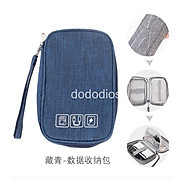 Túi đựng phụ kiện công nghệ đựng pin sạc dự phòng, điện thoại, cáp sạc usb, tai nghe có quai cầm, [Loại cao cấp - Màu Đen] Túi Đựng Phụ Kiện Công Nghệ Có Quai Cầm, Chống Nước - Hàng Chính Hãng dododios