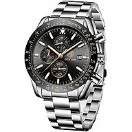 BENYAR Mens Watches Waterproof Chronograph Analog Quartz Watch Men Luxury Brand Business Wristwatch with Stainless Steel Band thumbnail