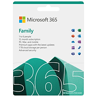 Phần mềm Microsoft 365 Family English APAC EM Subscr 1YR Medialess P8 (6GQ-01555) / P10 (6GQ-01896) - Hàng Chính Hãng