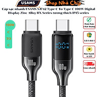 Cáp sạc nhanh USAMS SJ742 Type-C To Type-C 100W Digital Display Zinc Alloy HX Series tương thích IP15 series ( Hàng Chính Hãng)