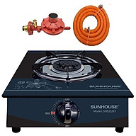 Combo Bếp gas dương đơn kính họng thường SUNHOUSE SHB212KT Kèm Van Dây - Hàng Chính Hãng
