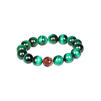Vòng Mắt Hổ Xanh Lá Đính Đá Thạch Anh Tóc Đỏ Hồng Thắng (12cm)