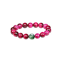 Vòng Mắt Hổ Đỏ Rượu Vang Đính Đá Thạch Anh Tóc Xanh Ngọc Hồng Thắng (12cm)
