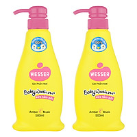 Bộ 2 Chai Sữa Tắm Gội Wesser 2in1 Hương Hổ Phách Xạ Hương (500ml x 2) - Hồng
