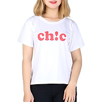 Áo Thun Nữ Họa Tiết Chic Phong Cách Xẻ Tà Thời Trang T&D D252 - Trắng (Freesize)