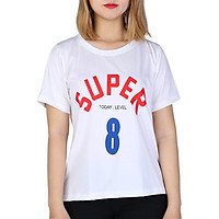 Áo Thun Nữ Họa Tiết Level 8 From Rộng Phong Cách Xẻ Tà Thời Trang T&D D266 - Trắng (Freesize)