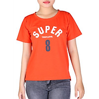 Áo Thun Nữ Họa Tiết Level 8 From Rộng Phong Cách Xẻ Tà Thời Trang T&D D267 - Đỏ Cam (Freesize)