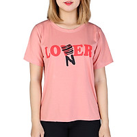 Áo Thun Nữ Họa Tiết Love From Rộng Phong Cách Xẻ Tà Thời Trang T&D D269 - Hồng (Freesize)