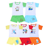 Combo 5 Bộ Cài Vai Tay Ngắn Trắng Viền Màu Nanio