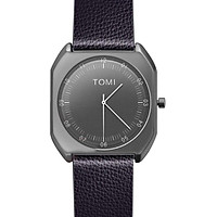 Đồng Hồ Nam Dây Da TOMI CH334 B - Mặt Đen, Dây Đen