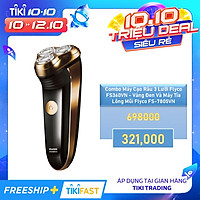 Combo Máy Cạo Râu 3 Lưỡi Flyco FS360VN - Vàng Đen Và Máy Tỉa Lông Mũi Flyco FS-7805VN