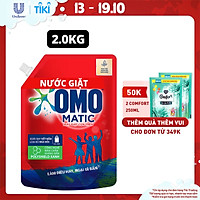 Nước giặt OMO Matic Bền đẹp cho máy giặt cửa trên, bền màu sau 100 lần giặt, túi 2.0kg