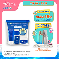 Bộ Dưỡng Da Trắng Mượt Vượt Trội Hada Labo Perfect White Trial Set (Kem Rửa Mặt 15g + Dung Dịch Dưỡng 20ml + Kem Dưỡng 12g)
