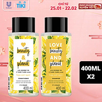 Combo 400ml x2 Dầu Gội Và Dầu Xả Love Beauty And Planet Dưỡng Tóc Chắc Khỏe Bồng Bềnh Với 100% Dừa Tươi Và Hoa Mimosa