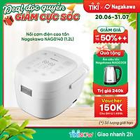 Nồi cơm điện cao tần Nagakawa NAG0140 (1.2L) - 12 chế độ nấu - Giảm tinh bột - Hàng chính hãng