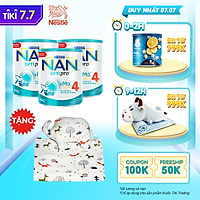 Combo 3 lon NAN OPTIPRO 4 900g + Tặng Bộ mền gối vải sợi tre thiên nhiên
