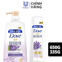 Combo Dầu Gội (650g) & Kem Xả (335) Dove Vào Nếp Sống Động Tự Nhiên