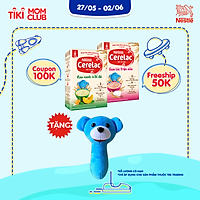 Combo 2 Bột ăn dặm Cerelac vị Gạo lức trộn sữa và Rau xanh bí đỏ + Tặng lục lạc gấu