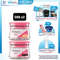 Bộ Đôi Kem Dưỡng Da Ngày Và Đêm Trắng Hồng Rạng Rỡ Pond's White Beauty (50g)