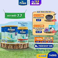 Bộ 2 Hộp Sữa Bột Friso Gold 4 1400g Dành Cho Trẻ Từ 2 - 6 Tuổi + Tặng Lon Sữa Friso Gold 4 380g
