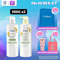 Combo Kem Xả Dầu Gội Dove Nhật Cho Tóc Hư Tổn Chiết Xuất Bơ & Dầu Argan Nuôi Dưỡng, Phục Hồi & Ngăn Ngừa Gãy Rụng 500G