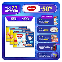 Combo 3 Gói Tã Dán Sơ Sinh Huggies S56 (4kg-8kg) - Gói 56 Miếng - Tặng 10 miếng