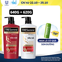Combo Dầu Gội (640g) Và Dầu Xả (620g) Tresemmé Keratin Smooth Tinh Dầu Argan Và Keratin Vào Nếp Suôn Mượt